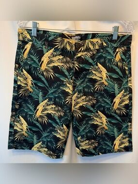 aussieBum Men’s‎ Size Large Chino Shorts Black Floral Cotton Stretch 9” Inseam